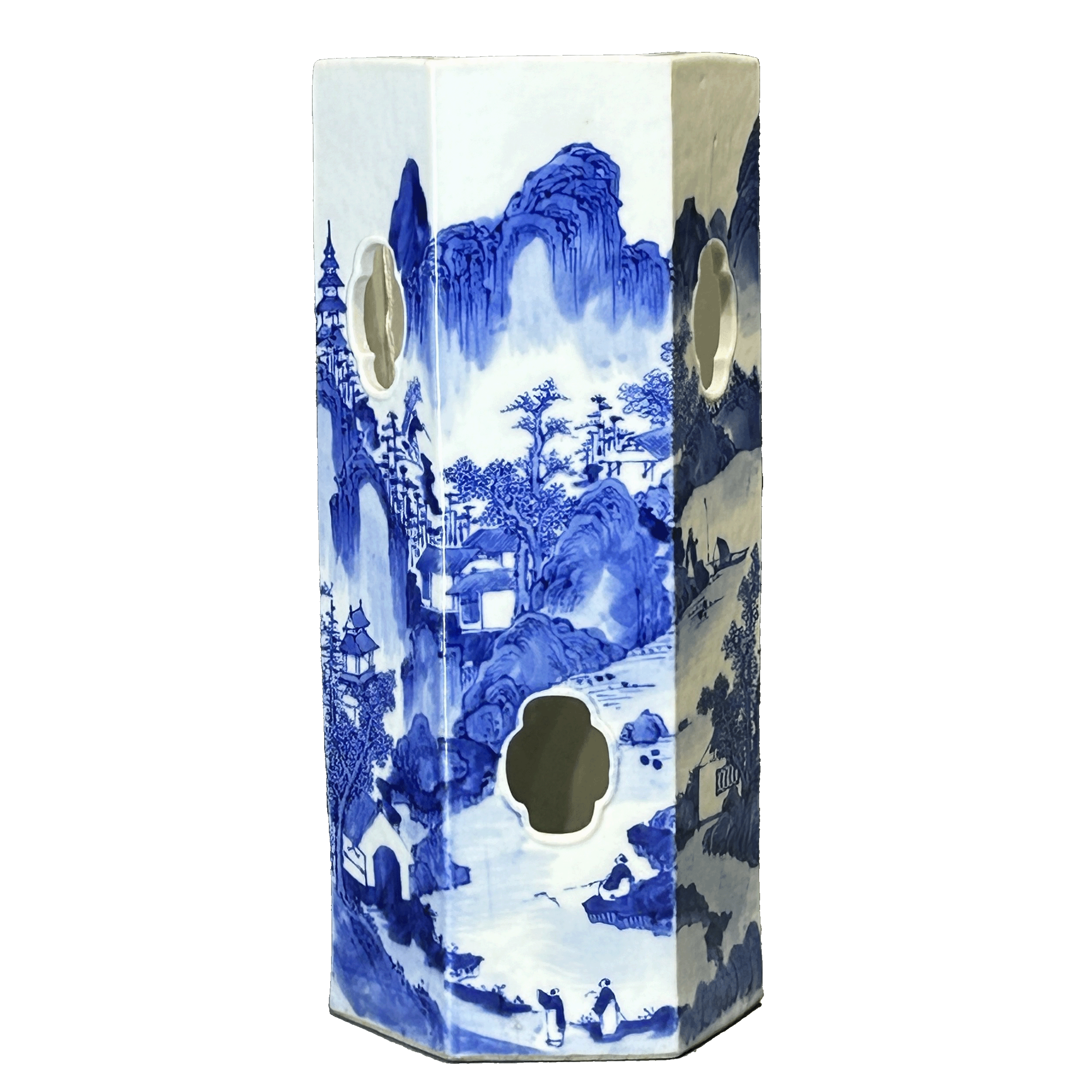 25052507x青花山水人物帽筒