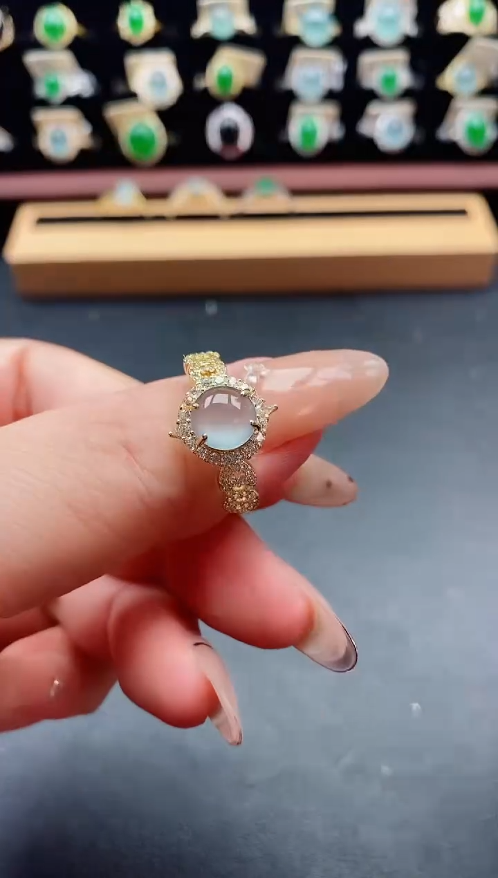 银S925镶嵌戒指翡翠1