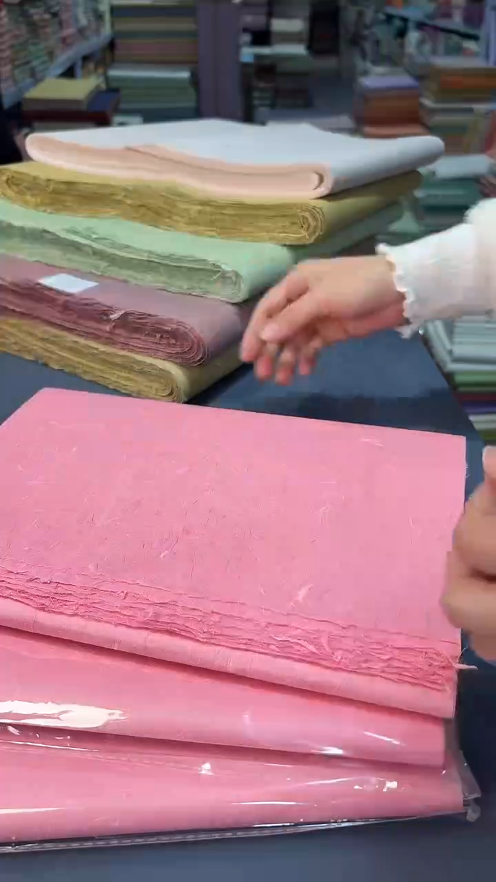 纯手工30*60cm50张粉色珍金雁楮清水云龙