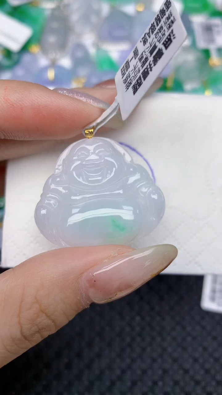 颈饰18K金镶嵌翡翠天然缅甸翡翠a货百元以上9元证书费自理