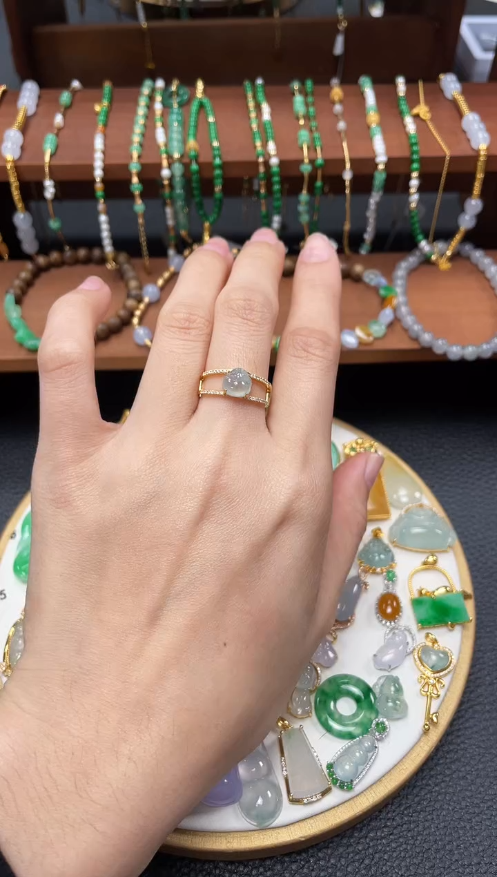 【闪购商品】翡翠戒指18K金镶嵌一个 JK326