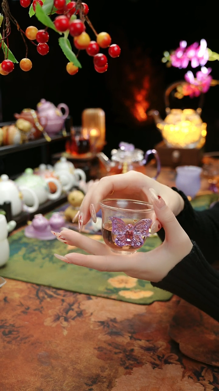 【闪购商品】紫色蝴蝶品茗杯60cc@@@@@@