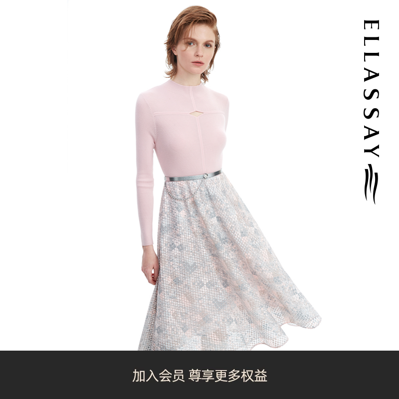 【达人专享】歌力思早秋打底拼接蕾丝连衣裙女EWF331Y09200
