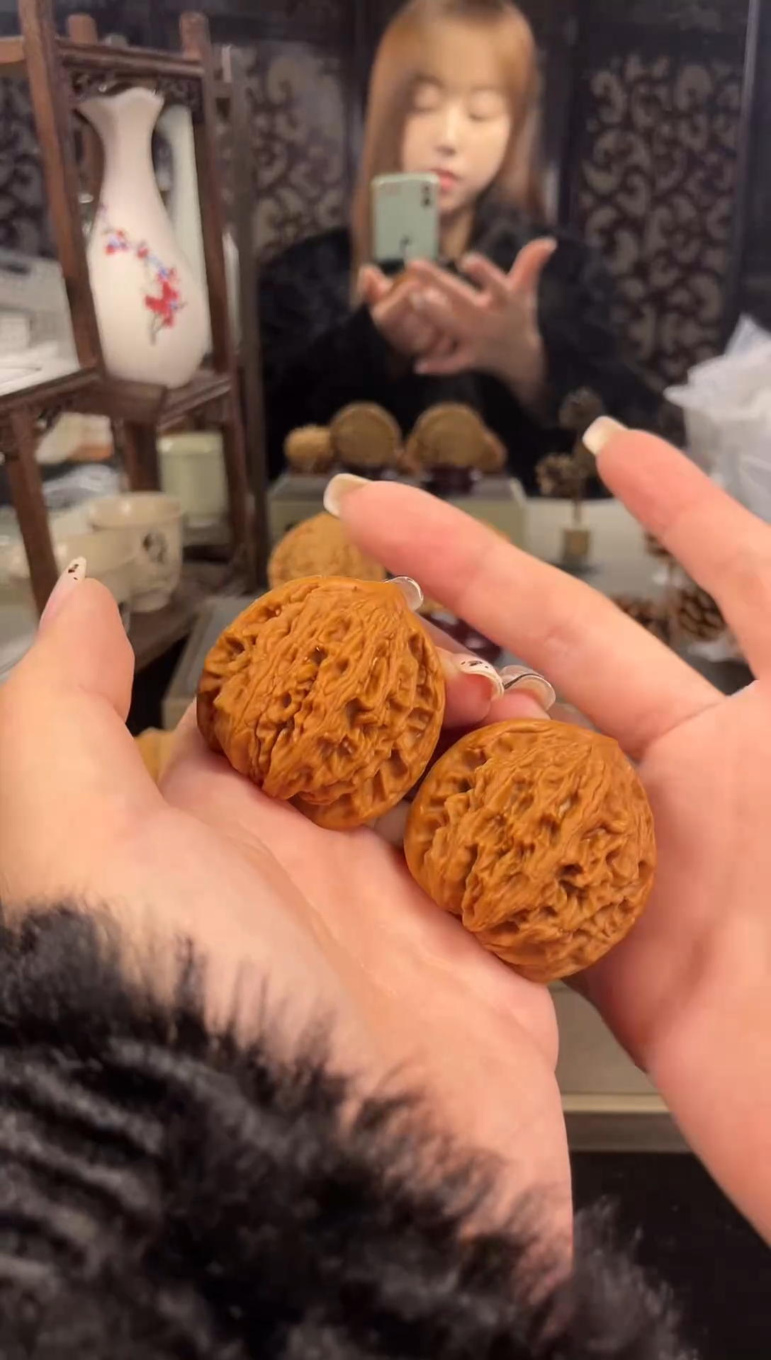 【闪购商品】文玩核桃把件麦穗虎头43尺-6