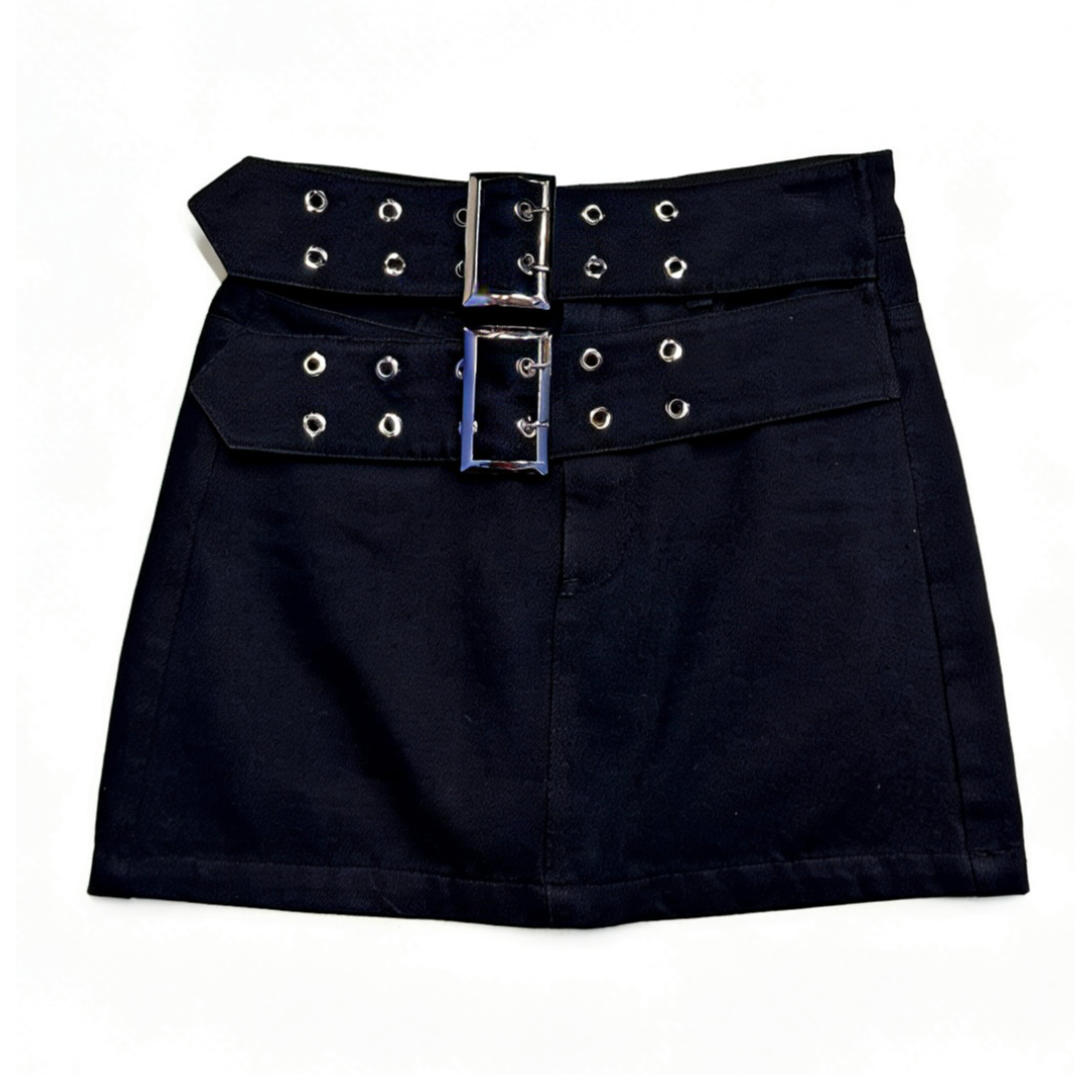 NONHUMAN双腰带A字短裙秋冬高腰时尚半身裙