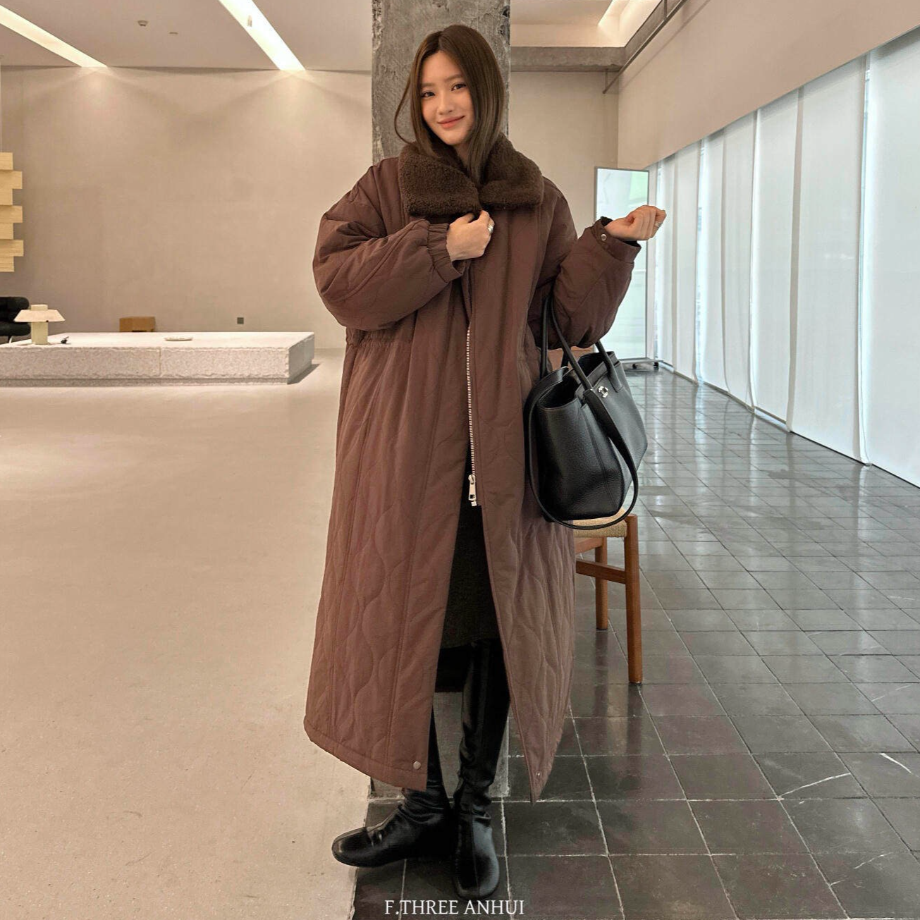 【清】逸语F.THREE三姐妹2025冬季羊羔毛毛加厚棉服外套女99273