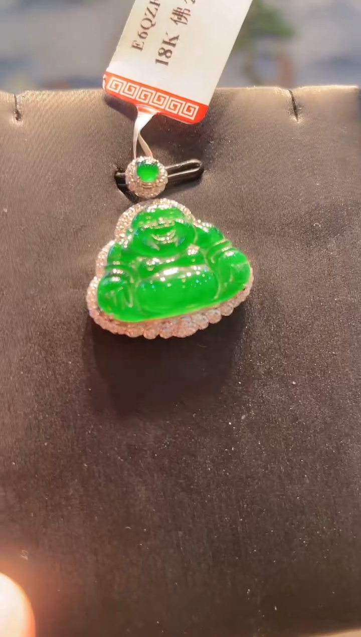 【闪购商品】翡翠颈饰18K金镶嵌A46天然A货翡翠