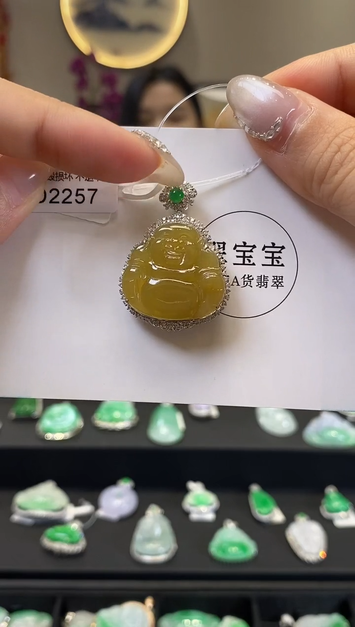翡翠18K金镶嵌颈饰D2257 佛公 含运营费