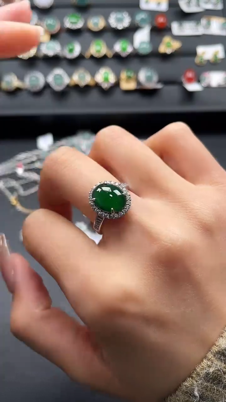 【闪购商品】翡翠戒指银S925镶嵌122131