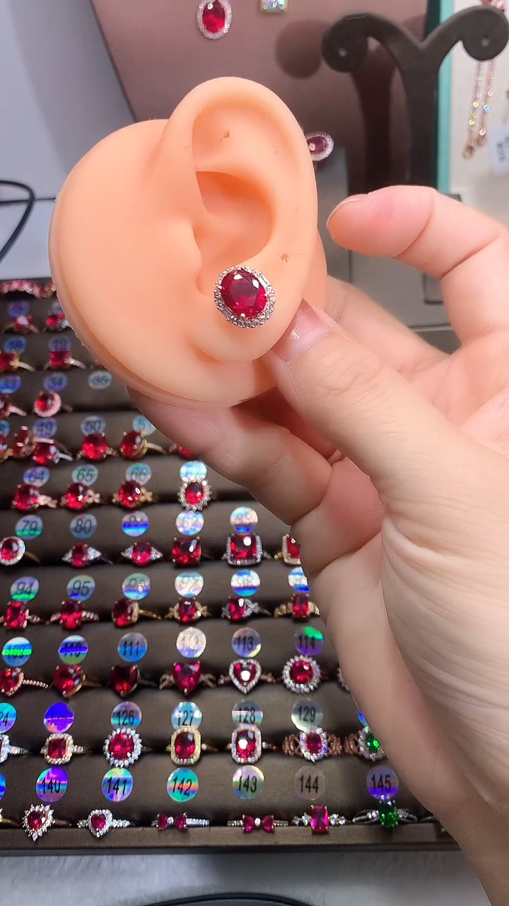 【闪购商品】红宝石耳饰银S925镶嵌玫瑰金8.10