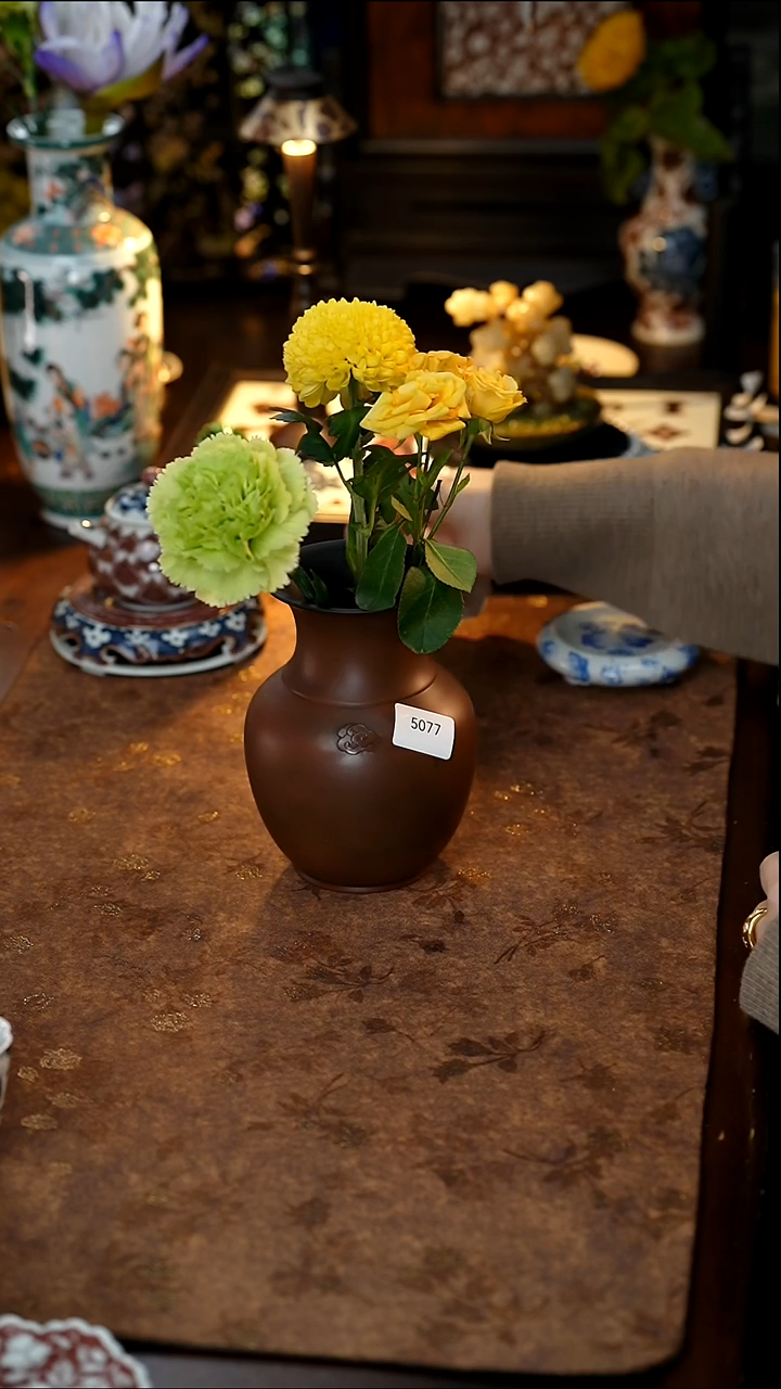 雲梦茶器紫陶花瓶3077