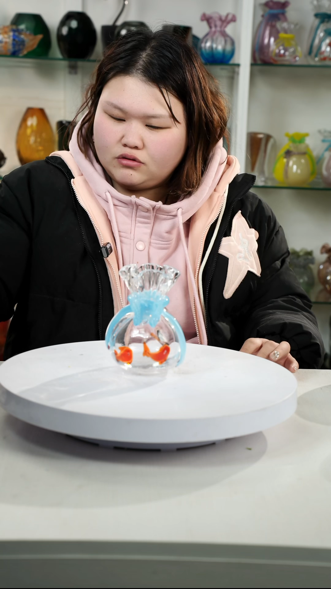 【闪购商品】琉璃【弘扬】高轻奢琉璃花器高15正常手工痕迹