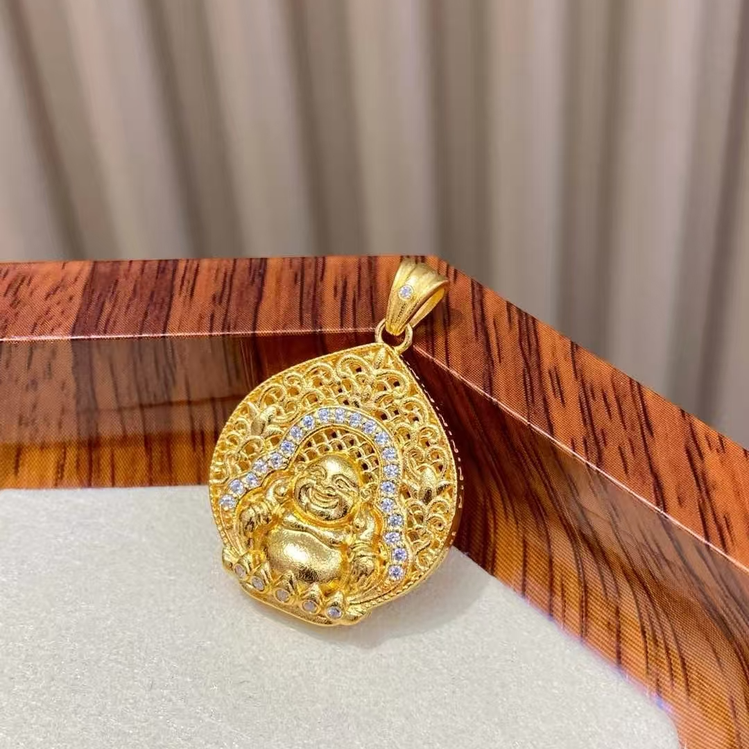 吊坠925银合成锆石 银s925大肚佛公吊坠