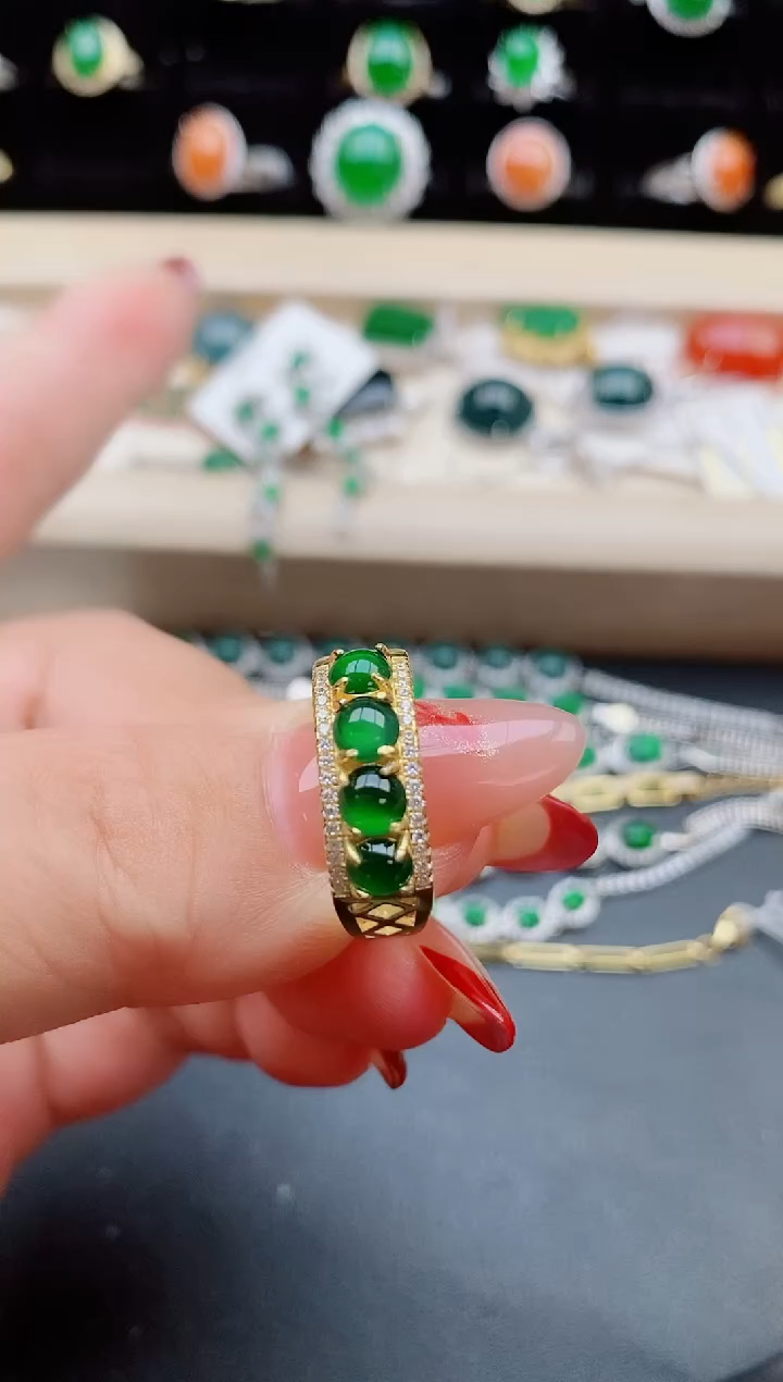 【闪购商品】翡翠戒指银S925镶嵌0805508