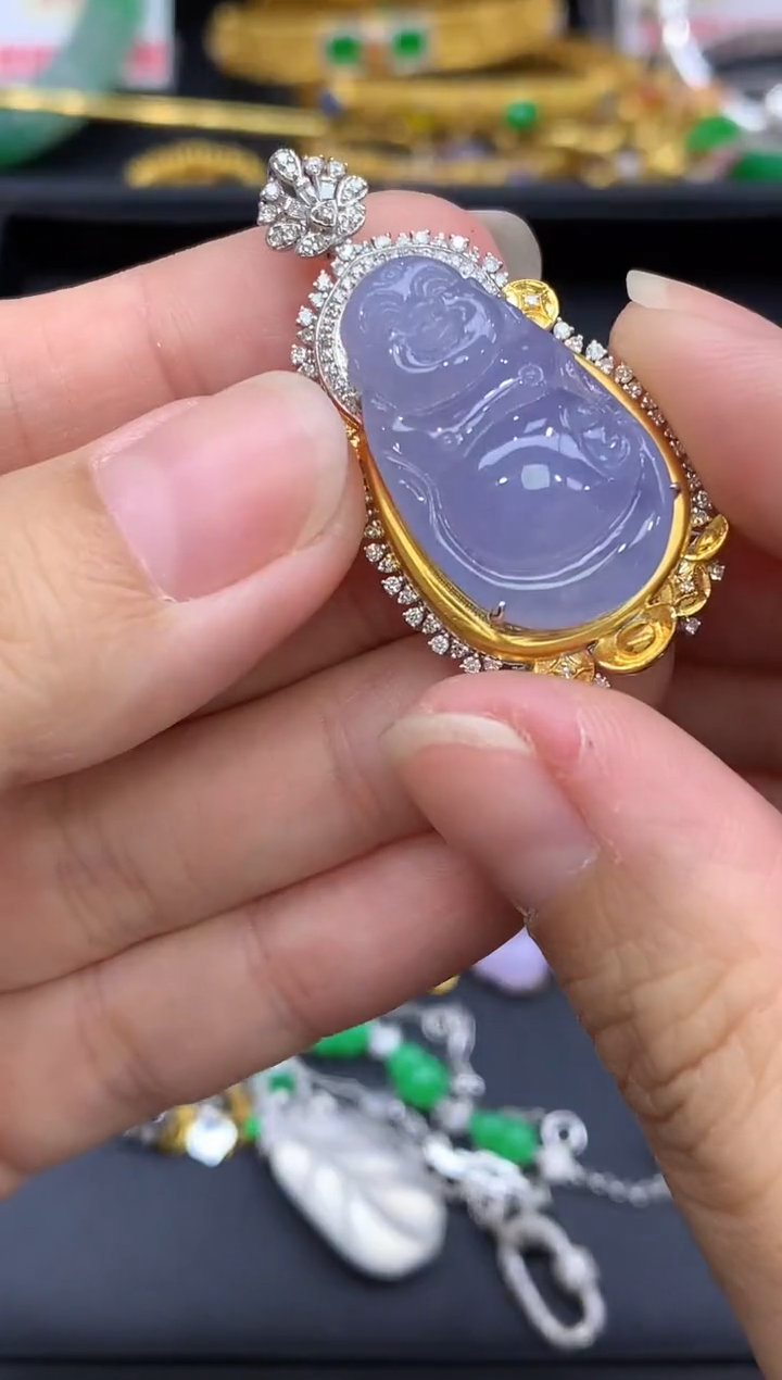 颈饰18K金镶嵌翡翠581-中国好珍宝