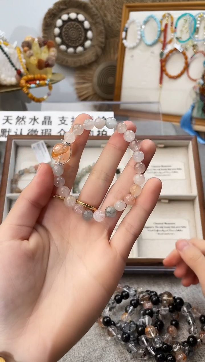 未镶嵌手串水晶胶花彩兔毛