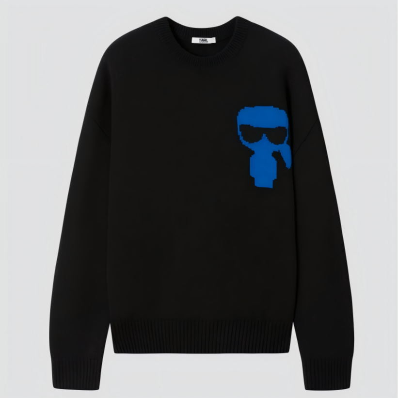 【官方男装】KARL LAGERFELD卡尔拉格斐25款绵羊毛卫衣黑M26X2315
