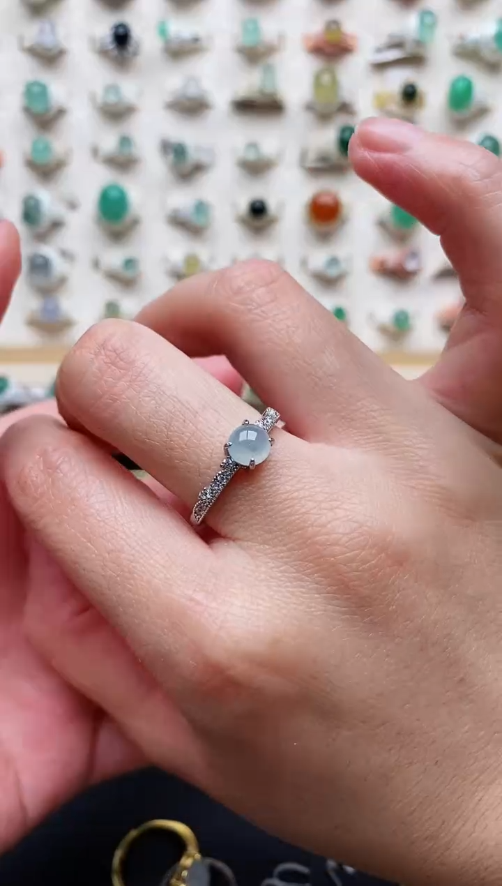 【闪购商品】翡翠戒指银S925镶嵌天然翡翠111  10+