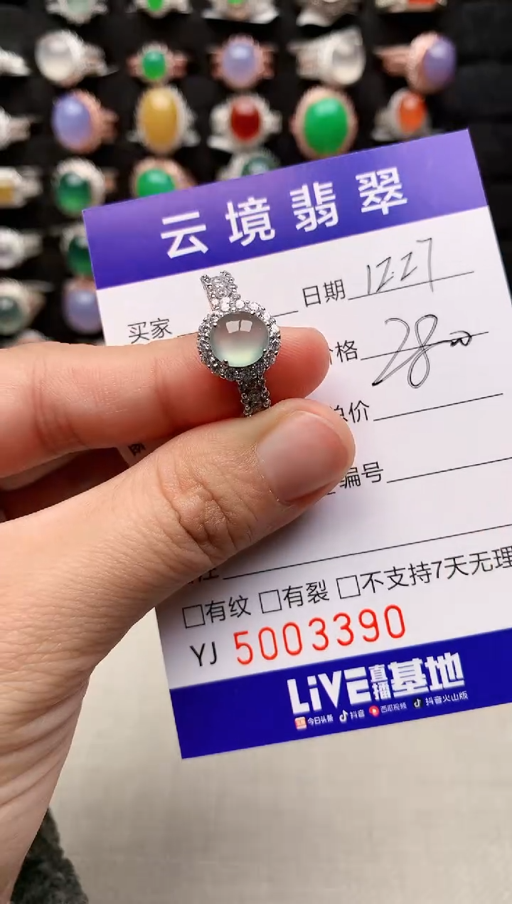 银S925镶嵌戒指翡翠3390