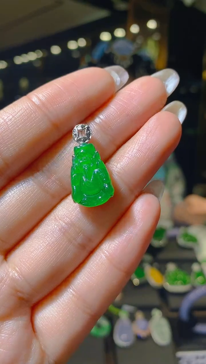 【闪购商品】翡翠吊坠(赠链)18K金镶嵌034