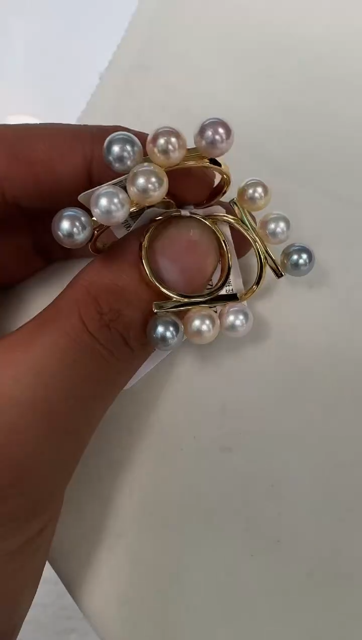 银S925镶嵌戒指海水珍珠多样性发其一