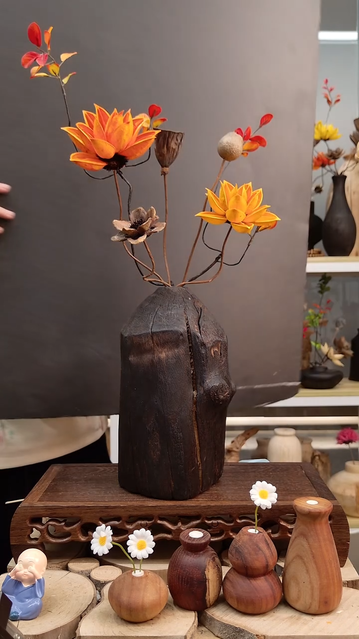 木实木花瓶直播间实物