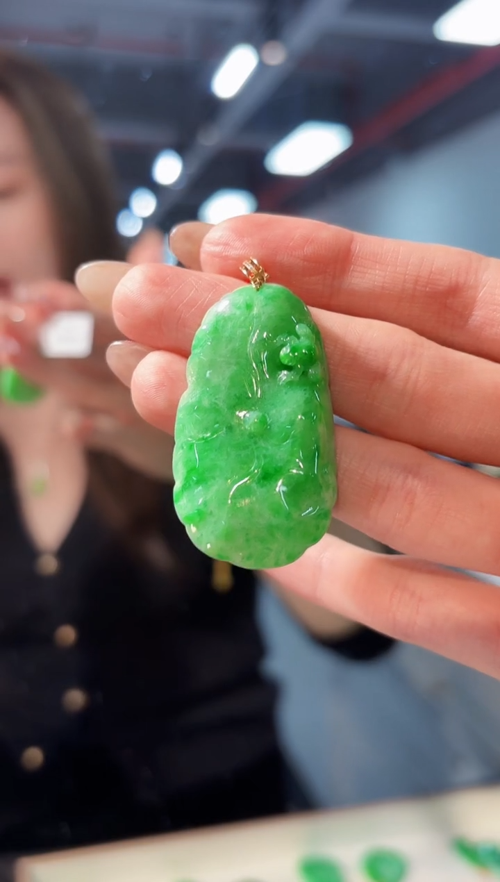 【闪购商品】翡翠颈饰18K金镶嵌缅料A货/支持复检/一件