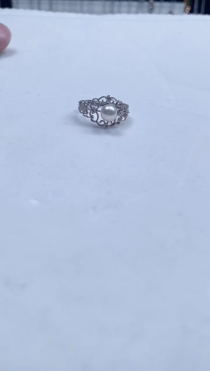 【闪购商品】海水珍珠手链银S925镶嵌复古款蕾丝珍珠戒指