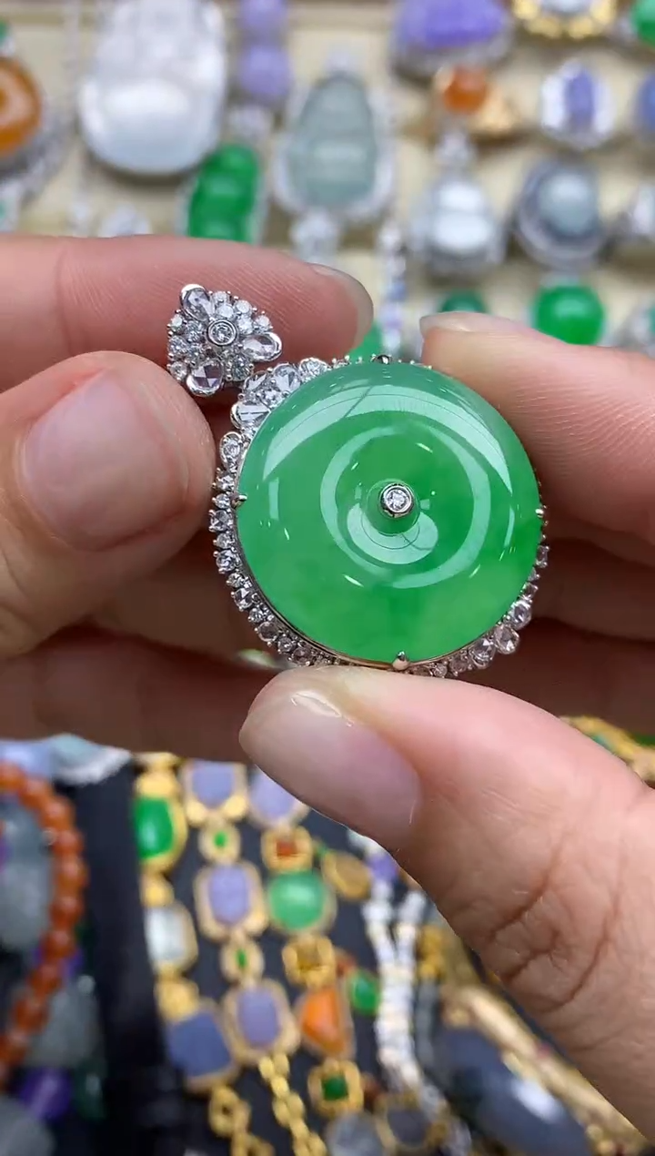 翡翠18K金镶嵌颈饰759-春日珠宝