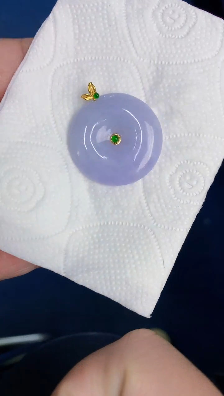 颈饰18K金镶嵌翡翠天然翡翠缅甸A货