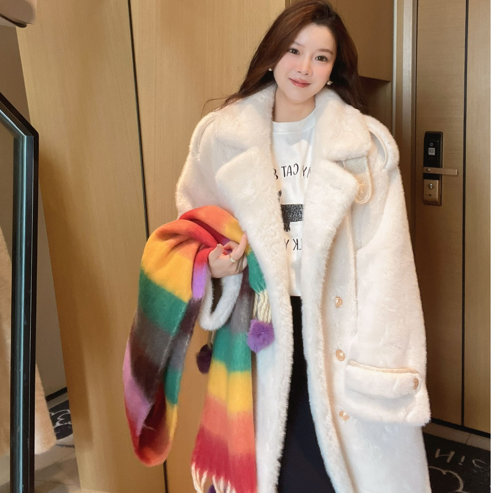 【橙子专属】环保毛常规中长款外套秋冬89201