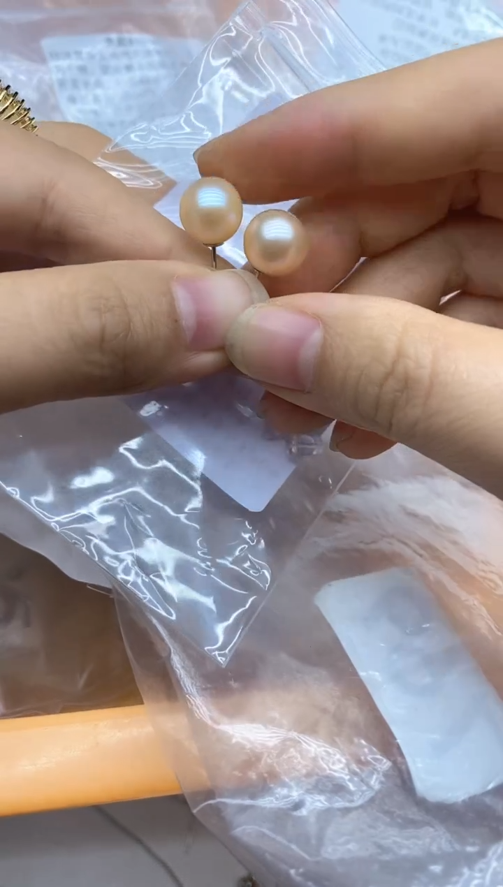 银S925镶嵌耳饰淡水珍珠耳钉多样性发其一