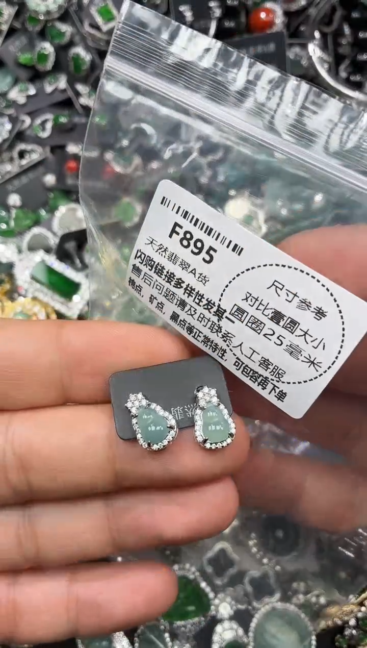 颈饰未镶嵌翡翠F895耳钉