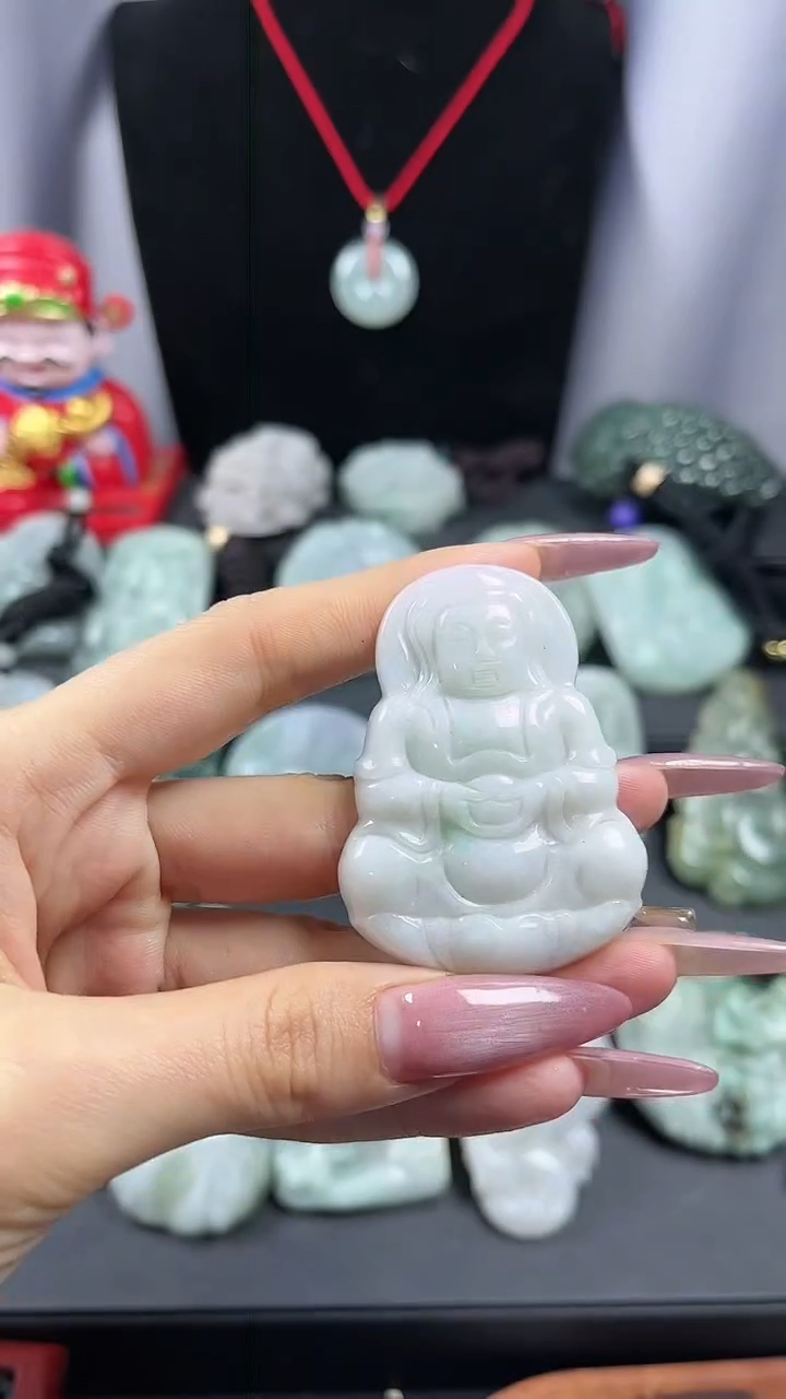 【闪购商品】翡翠颈饰未镶嵌观音 微瑕