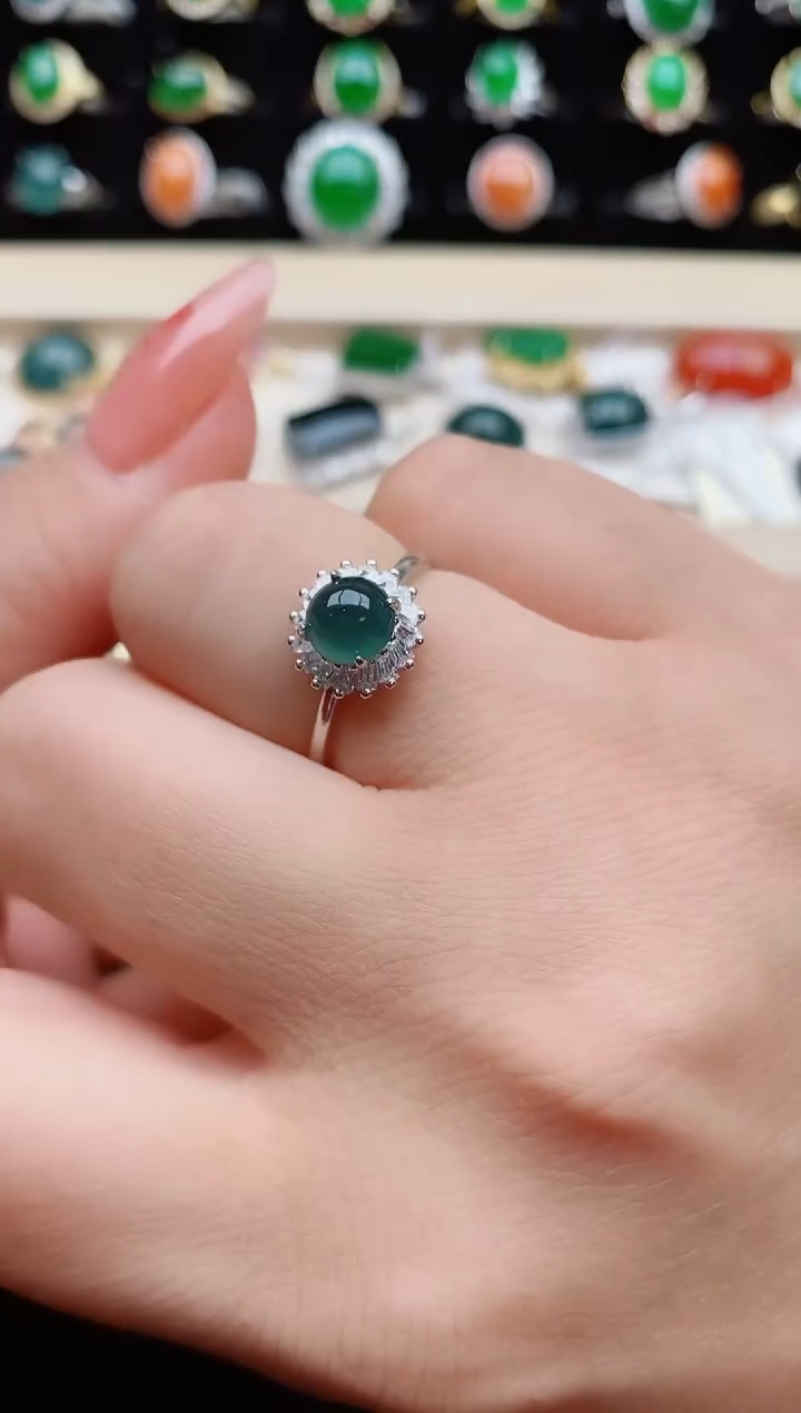 【闪购商品】翡翠戒指银S925镶嵌50850