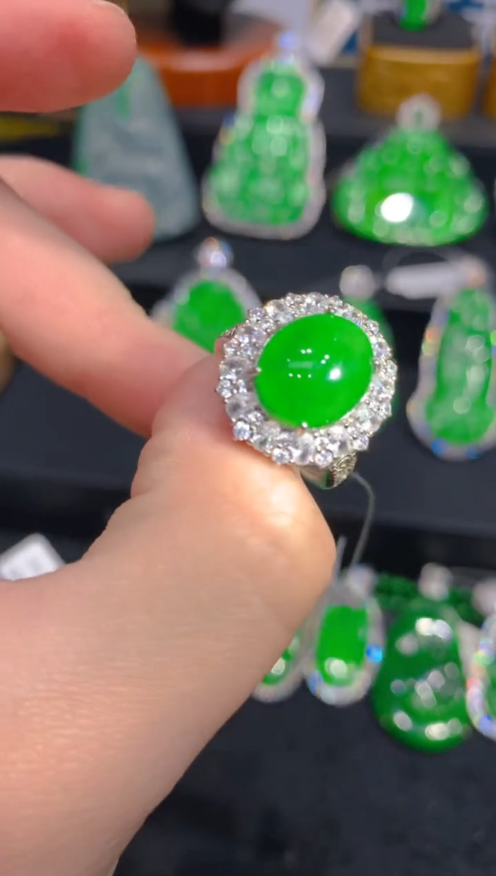 【闪购商品】翡翠戒指银S925镶嵌93一季