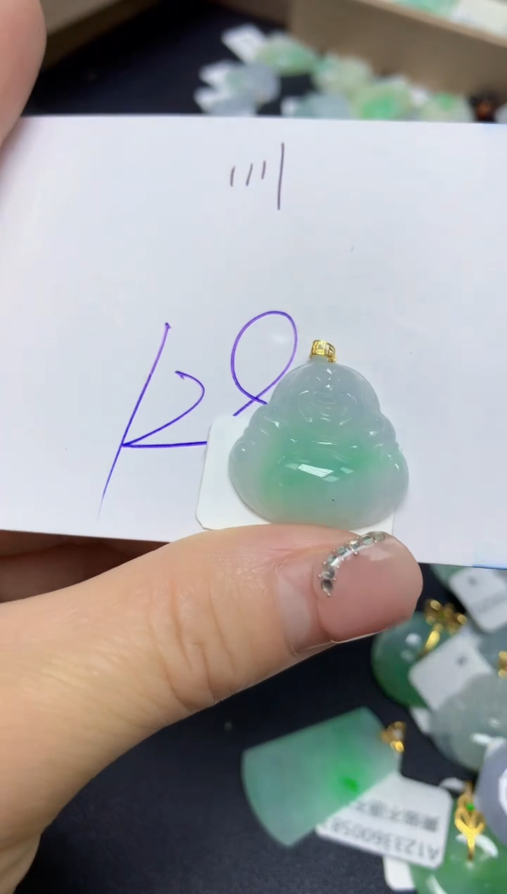 【闪购商品】翡翠挂件18K金镶嵌 天然翡翠A货