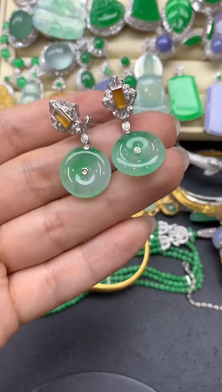 【闪购商品】翡翠耳饰18K金镶嵌481-中国好珍宝