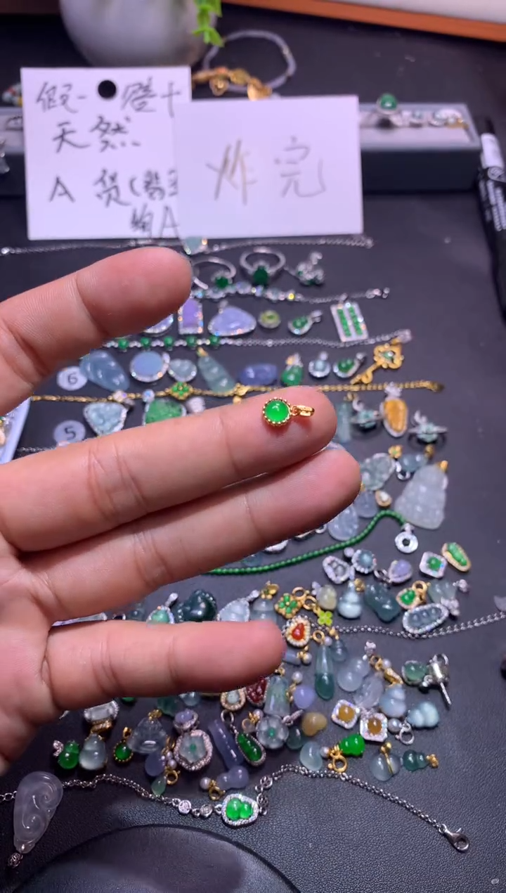 翡翠银S925镶嵌吊坠(不含链)1