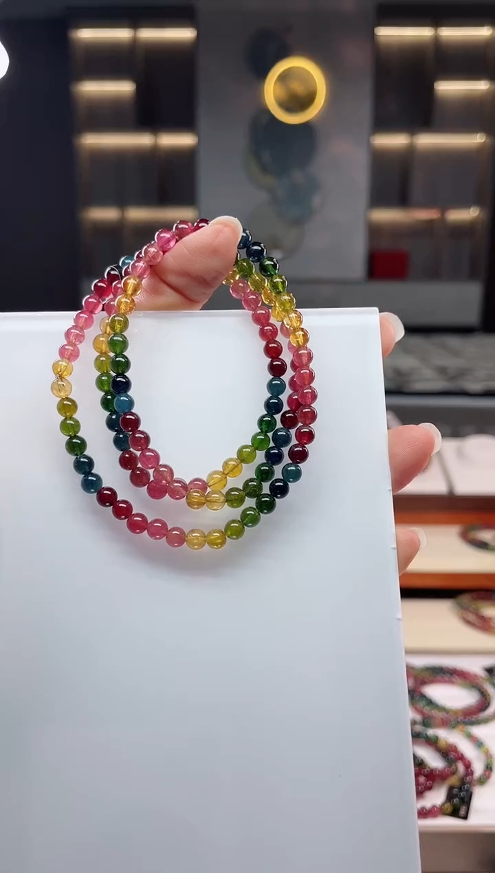 未镶嵌老矿碧玺三圈手串5mm+碧玺（多样性发一条）Q