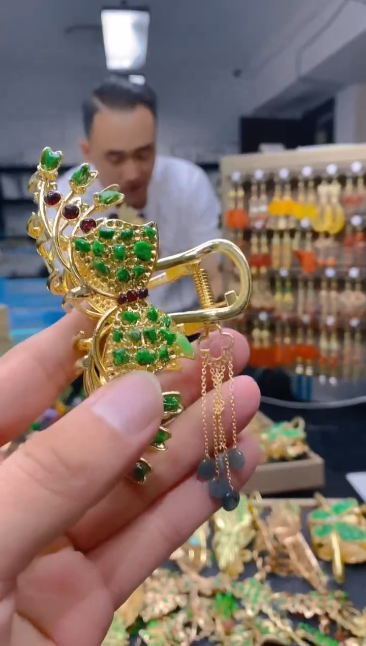 【闪购商品】翡翠耳饰合金043翡翠发簪