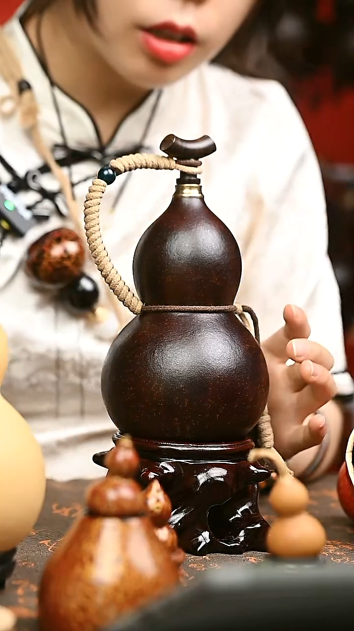 650ml 大漆葫芦 水壶酒壶 送漏斗底座网兜背带