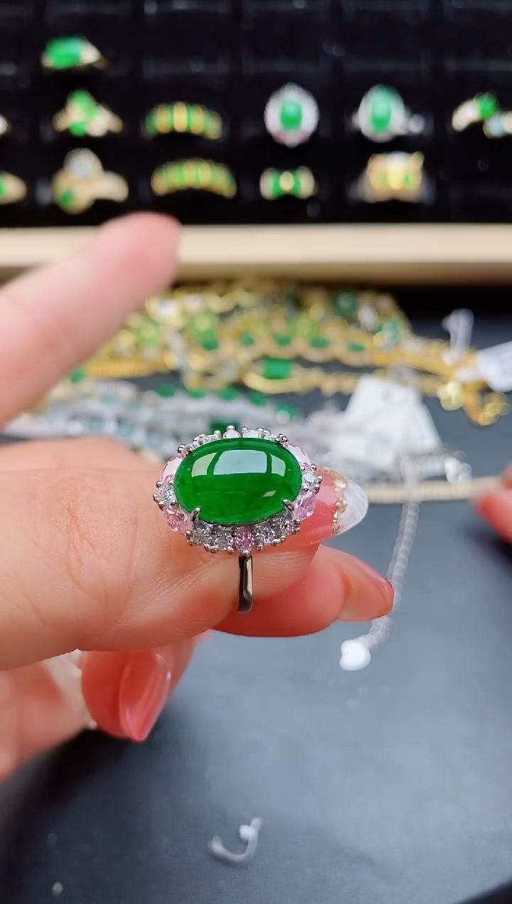 【闪购商品】翡翠戒指银S925镶嵌12121