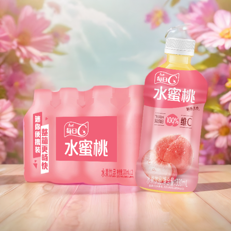 康师傅每日C 水蜜桃 水果饮品330ml*12瓶便携迷你装