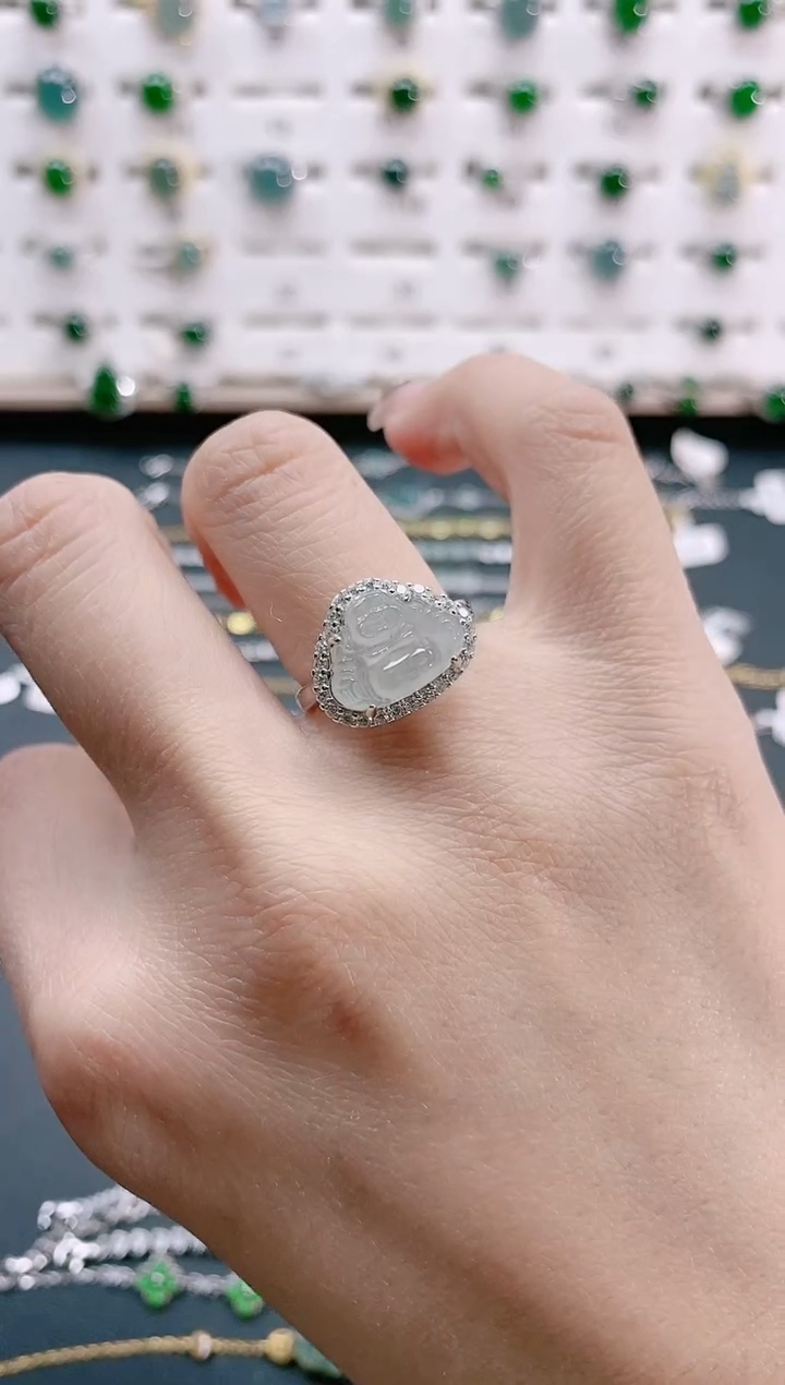 【闪购商品】翡翠戒指银S925镶嵌天然翡翠