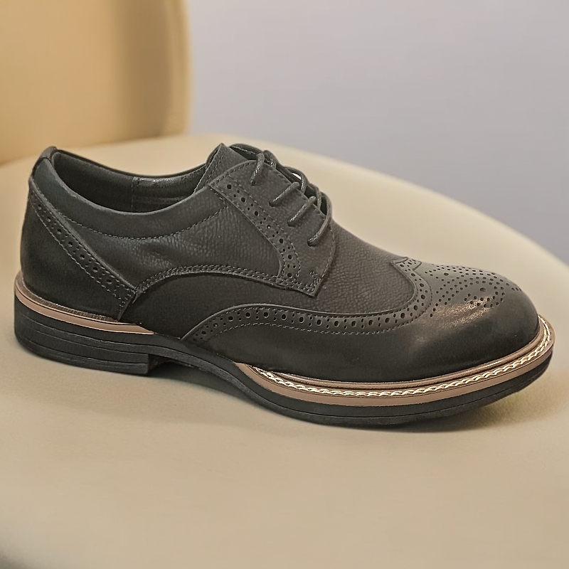 男士秋季透气软底低帮复古雕花英伦风系带百搭休闲皮鞋