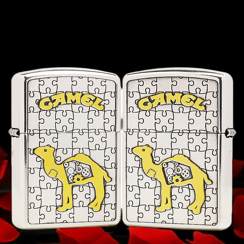 ZIPPO/之宝镀银鎏金【沙漠骆驼】盔甲机正品煤油打火机KF-DF