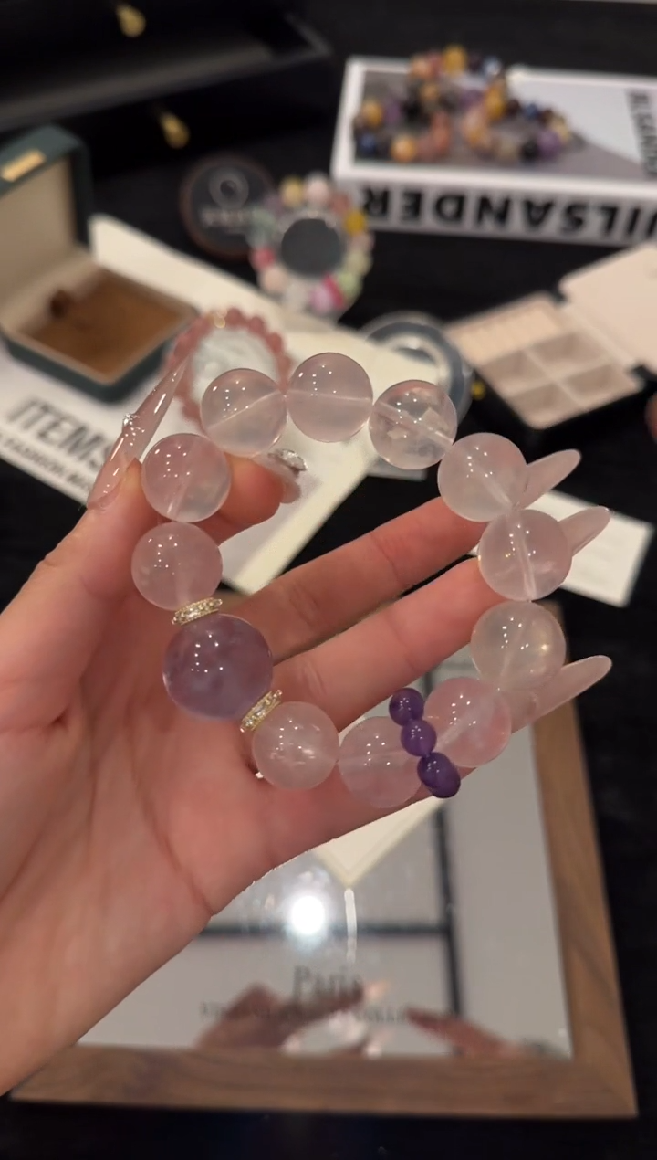 合金手链水晶粉水晶x3533