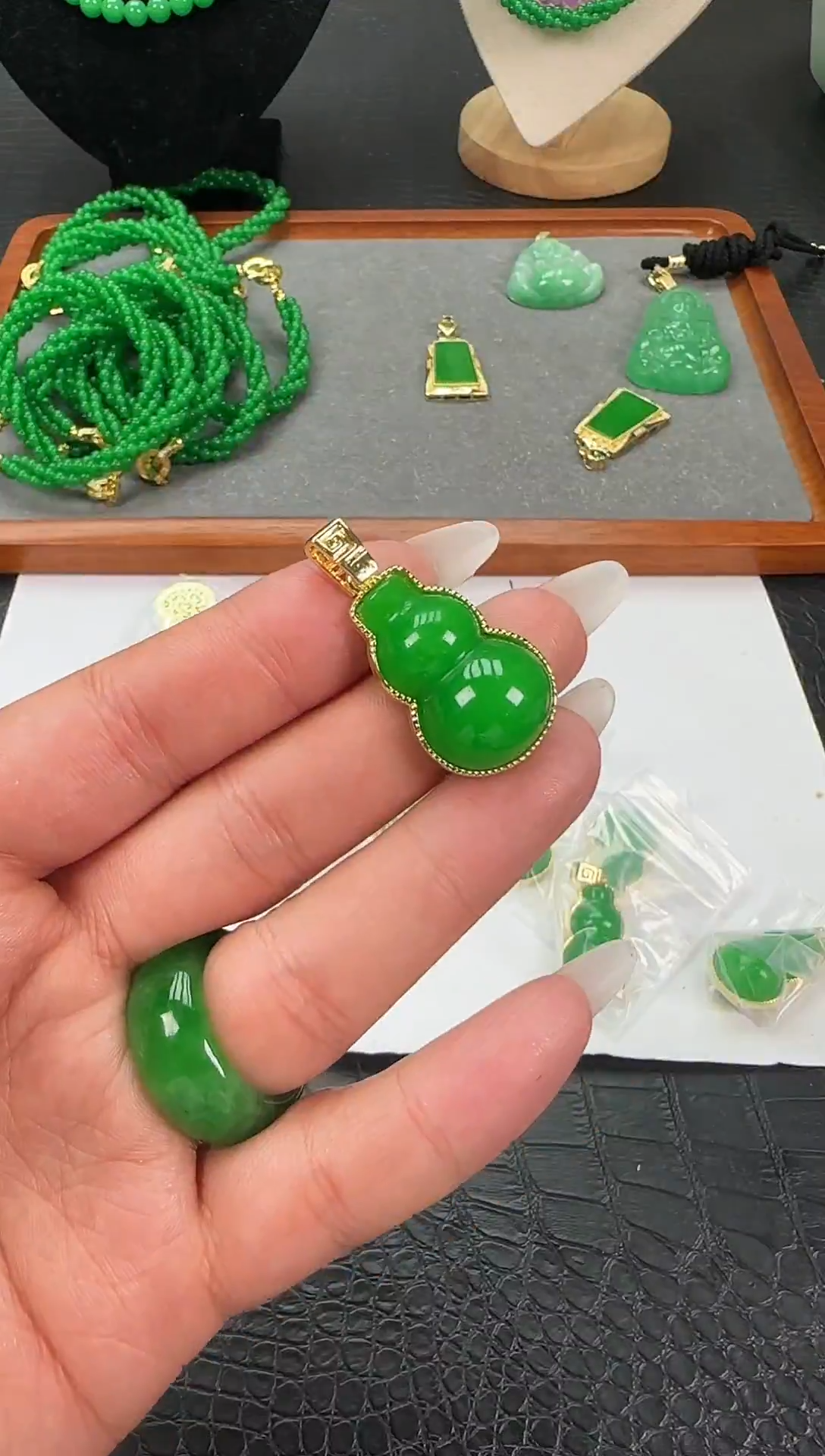 未镶嵌翡翠耳饰包边葫芦吊坠