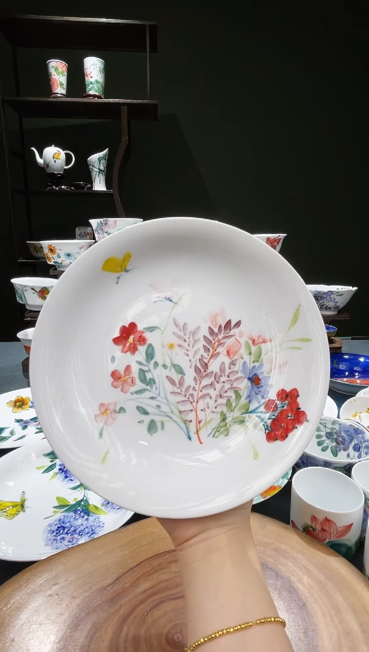 其他景德镇高温釉下彩8英寸窝盘莫奈小花